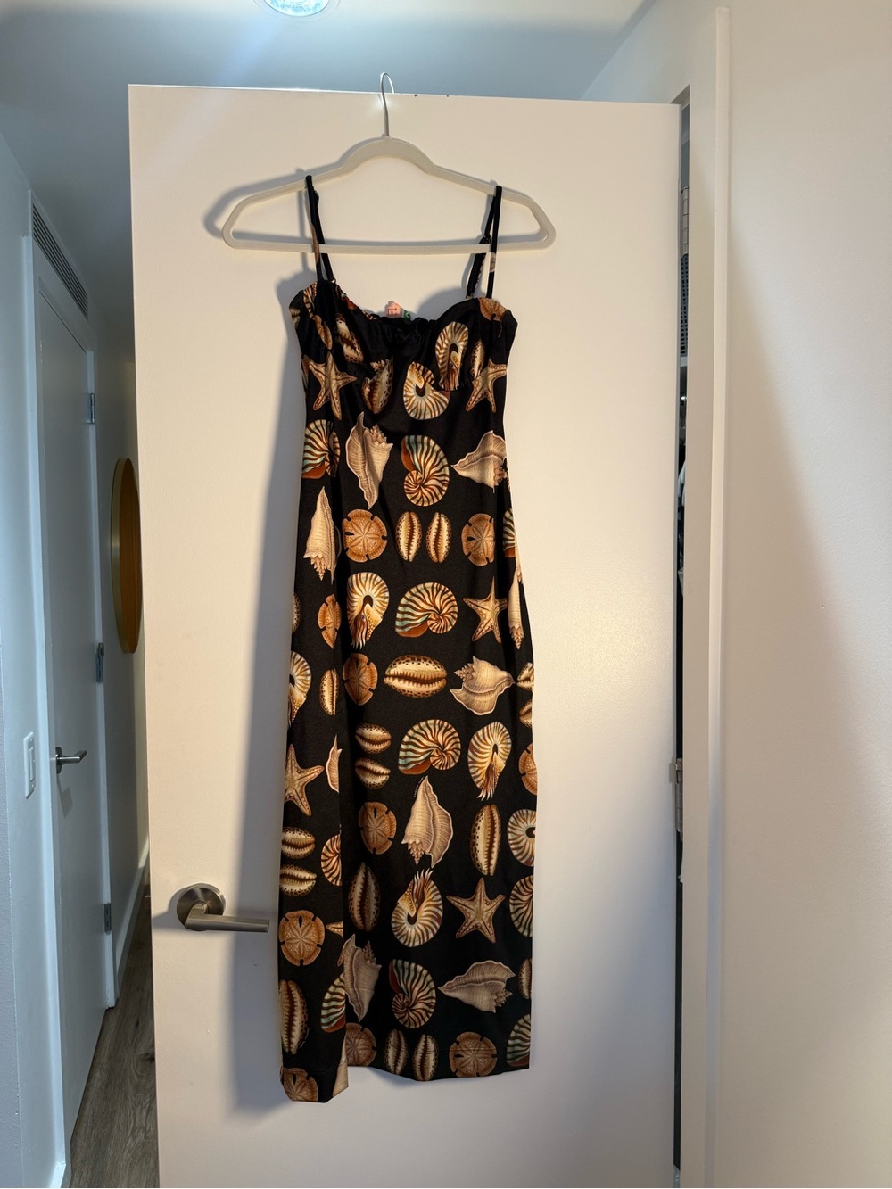 Farm Rio Shell-Print Spaghetti-Strap Maxi Dress